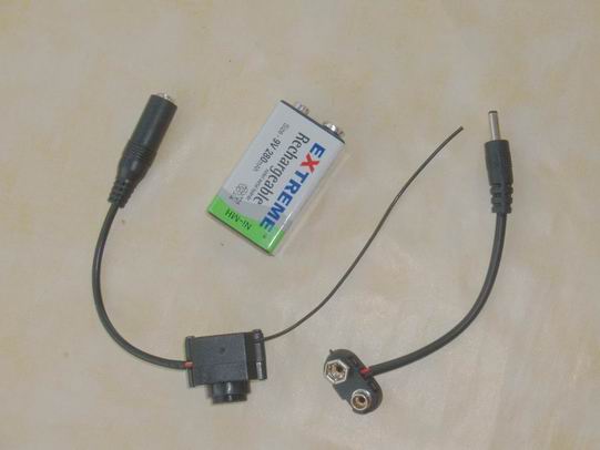 Camera, wiring and PP3 battery